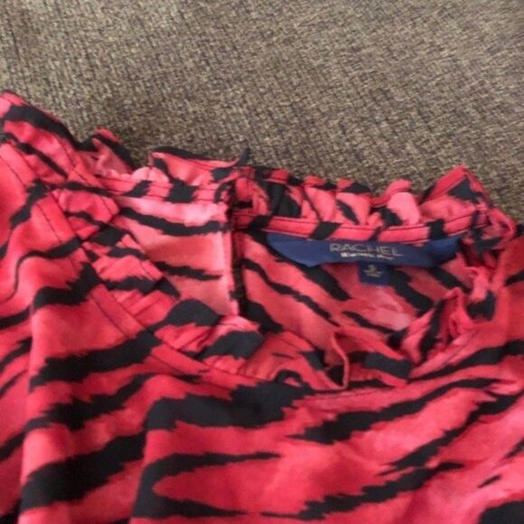 Rachel Roy red/black zebra print sheer top with puff sleeves NWT sz XXL - Picture 5 of 10